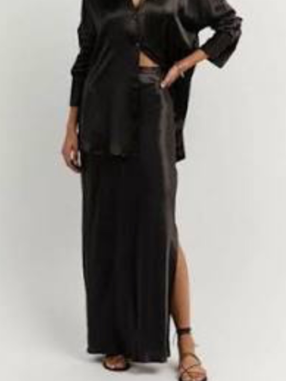 Dissh "Simone" Satin Maxi Skirt - Black